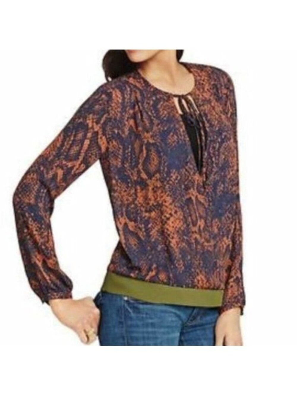 Cabi 101 Border Wrap Snake Print Blouse medium